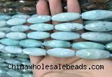 CRI111 15.5 inches 10*30mm faceted rice amazonite gemstone beads