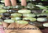 CRI116 15.5 inches 10*30mm faceted rice green garnet beads