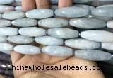 CRI119 15.5 inches 10*30mm faceted rice aquamarine beads