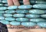 CRI120 15.5 inches 10*30mm faceted rice amazonite gemstone beads