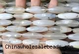 CRI124 15.5 inches 10*30mm faceted rice agate gemstone beads