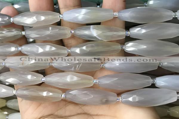 CRI136 15.5 inches 10*30mm faceted rice moonstone gemstone beads