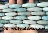 CRI142 15.5 inches 10*30mm faceted rice amazonite gemstone beads
