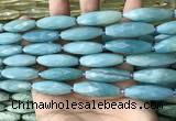 CRI146 15.5 inches 10*30mm faceted rice amazonite beads