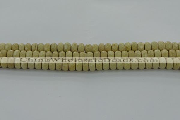 CRI222 15.5 inches 6*10mm faceted rondelle riverstone beads