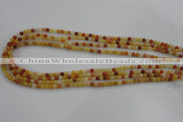 CRJ410 15.5 inches 4mm round red & yellow jade beads wholesale