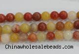 CRJ412 15.5 inches 6mm round red & yellow jade beads wholesale