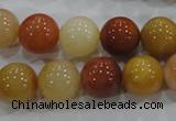 CRJ416 15.5 inches 14mm round red & yellow jade beads wholesale