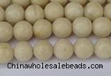 CRJ601 15.5 inches 6mm round white fossil jasper beads wholesale