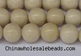 CRJ602 15.5 inches 8mm round white fossil jasper beads wholesale