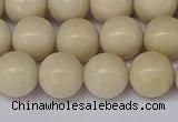 CRJ603 15.5 inches 10mm round white fossil jasper beads wholesale