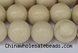 CRJ604 15.5 inches 12mm round white fossil jasper beads wholesale