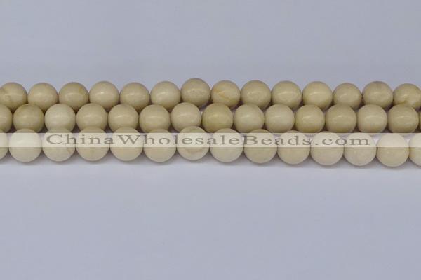 CRJ604 15.5 inches 12mm round white fossil jasper beads wholesale