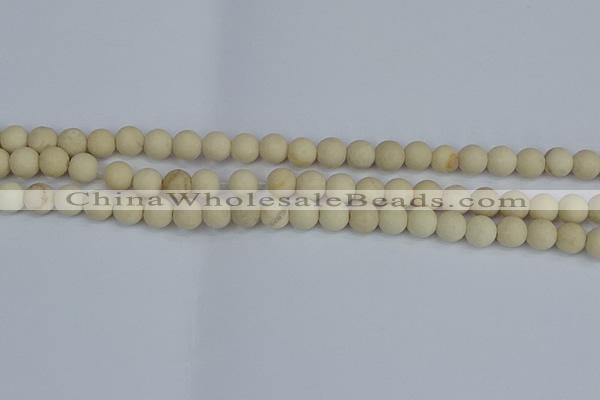 CRJ611 15.5 inches 6mm round matte white fossil jasper beads