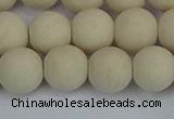 CRJ612 15.5 inches 8mm round matte white fossil jasper beads