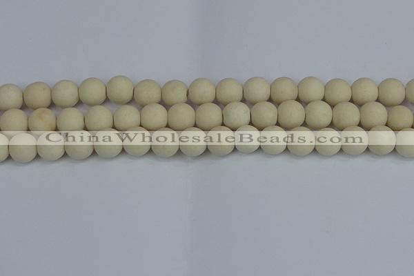 CRJ612 15.5 inches 8mm round matte white fossil jasper beads