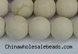 CRJ613 15.5 inches 10mm round matte white fossil jasper beads