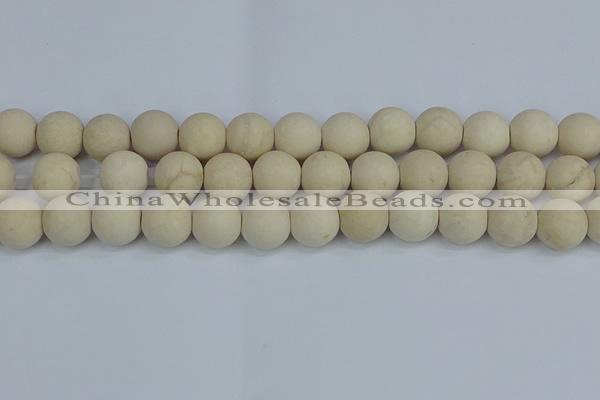 CRJ613 15.5 inches 10mm round matte white fossil jasper beads