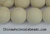 CRJ614 15.5 inches 12mm round matte white fossil jasper beads