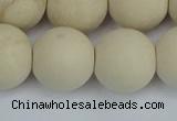 CRJ615 15.5 inches 14mm round matte white fossil jasper beads