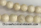 CRJ620 15.5 inches 4mmm round white fossil jasper beads wholesale