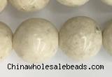 CRJ624 15.5 inches 12mm round white fossil jasper beads wholesale