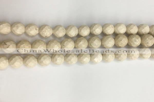 CRJ628 15.5 inches 8mm round white fossil jasper beads wholesale