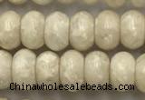 CRJ632 15.5 inches 4*6mm rondelle white fossil jasper beads wholeasle