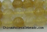 CRO1033 15.5 inches 10mm faceted round yellow watermelon quartz beads