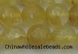 CRO1035 15.5 inches 14mm faceted round yellow watermelon quartz beads