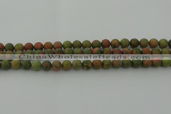 CRO1062 15.5 inches 8mm round matte unakite beads wholesale