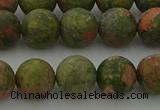 CRO1063 15.5 inches 10mm round matte unakite beads wholesale