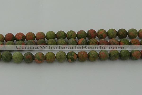 CRO1064 15.5 inches 12mm round matte unakite beads wholesale