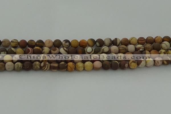 CRO1072 15.5 inches 8mm round matte brown zebra jasper beads