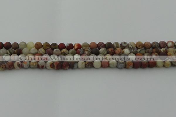 CRO1091 15.5 inches 6mm round matte laguna lace agate beads