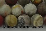 CRO1094 15.5 inches 12mm round matte laguna lace agate beads