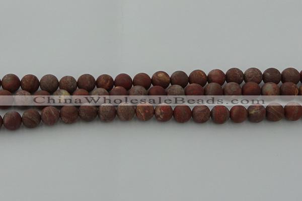 CRO1102 15.5 inches 8mm round matte pomegranate jasper beads