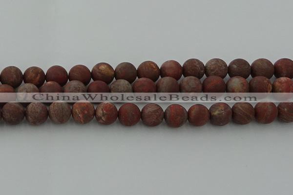 CRO1104 15.5 inches 12mm round matte pomegranate jasper beads