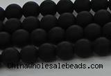 CRO1131 15.5 inches 6mm round matte black agate gemstone beads