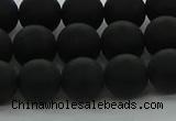 CRO1133 15.5 inches 10mm round matte black agate gemstone beads