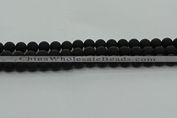 CRO1133 15.5 inches 10mm round matte black agate gemstone beads