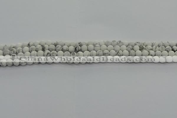 CRO1140 15.5 inches 4mm round matte white howlite beads