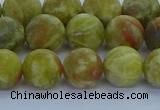 CRO1153 15.5 inches 10mm round matte green dragon serpentine jasper beads