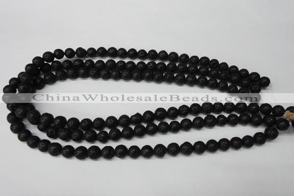 CRO118 15.5 inches 8mm round black lava beads wholesale