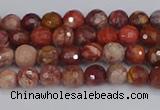 CRO1188 15.5 inches 4mm faceted round red porcelain beads