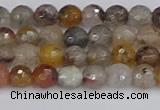 CRO1195 15.5 inches 4mm faceted round mixed lodalite quartz beads