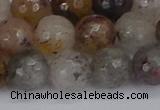 CRO1198 15.5 inches 10mm faceted round mixed lodalite quartz beads