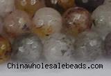 CRO1199 15.5 inches 12mm faceted round mixed lodalite quartz beads