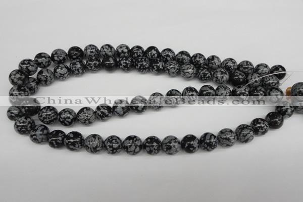 CRO284 15.5 inches 12mm round snowflake obsidian beads wholesale