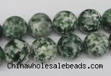 CRO348 15.5 inches 12mm round green spot gemstone beads wholesale